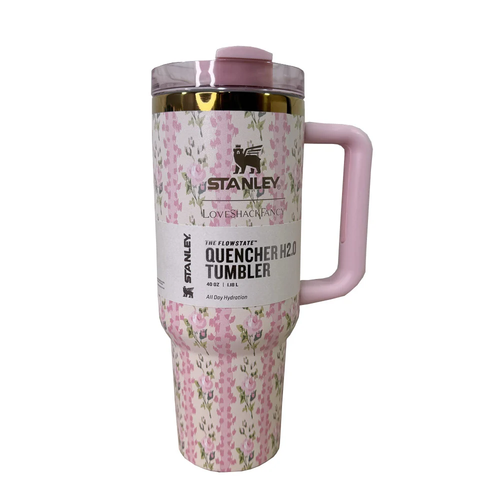 mg_20260613_160023_155 تراول ماگ مدل دسته دار گل دار کد QUENCHER H20 TUMBLER گنجایش 1.18 لیتر - Image 1