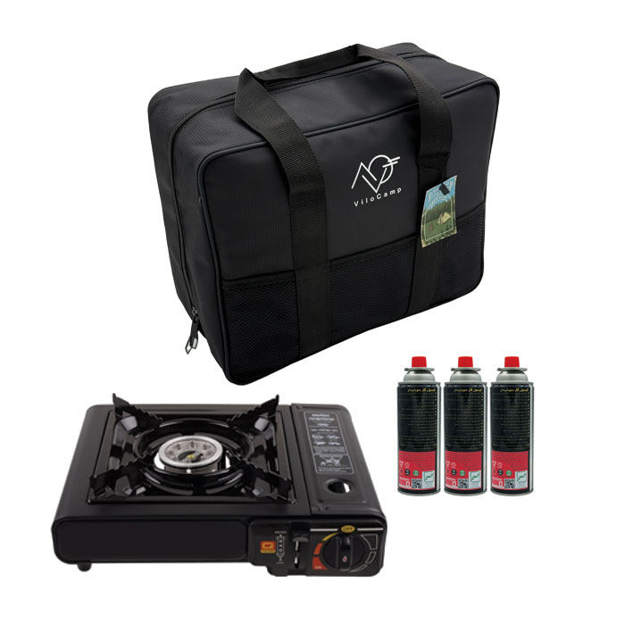 ebd2cac246639b276217439328664c212c342ddd_1757246424.jpg اجاق گاز سفری مدل Vilocamp به همراه کیف و کپسول مجموعه 5 عددی - Image 1